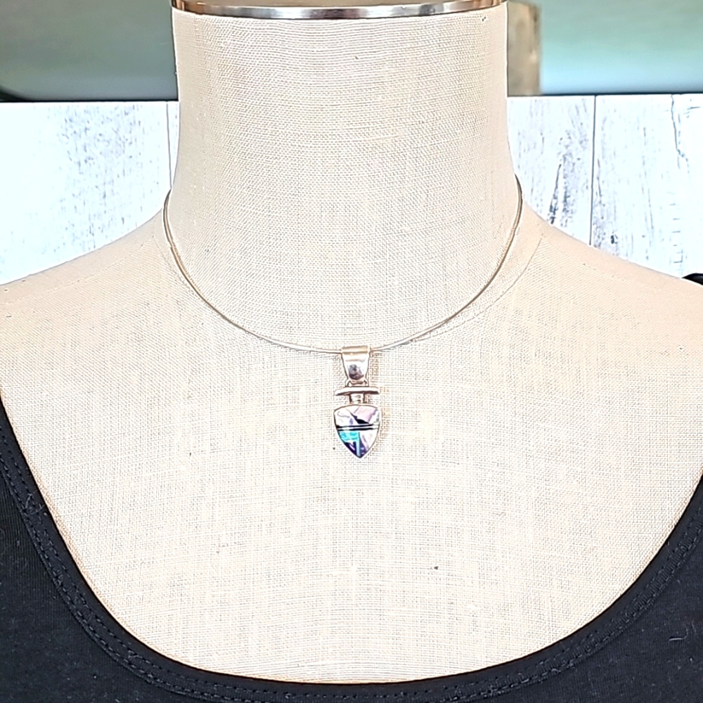 Sterling Silver Purple and Opal Pendent